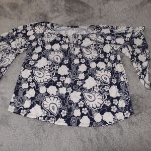Expresso, Bell sleeve, 1X, blue floral